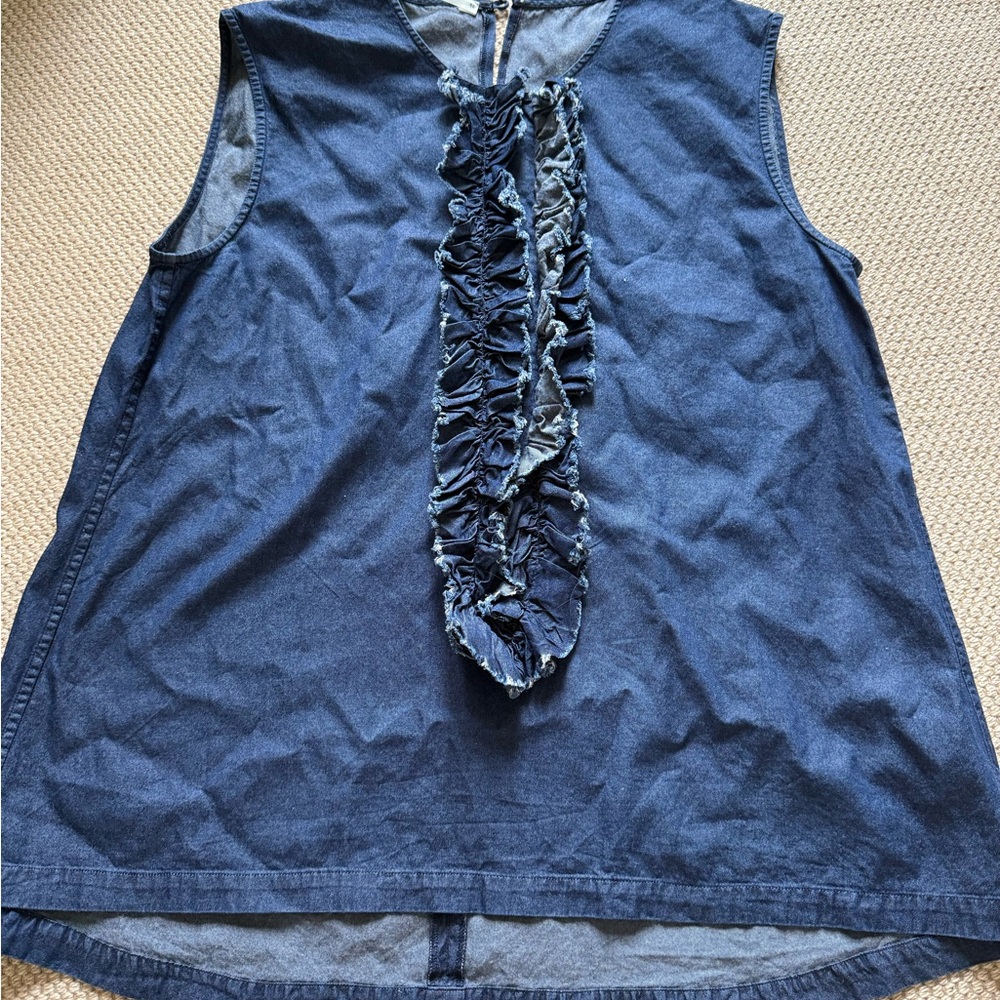 LaReida Denim Sleeveless Top with Ruffle Detail